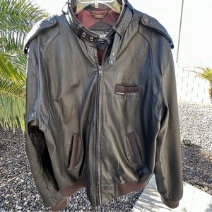 Vintage Members Only Classic Brown Leather Mens Jacket 44L Iconic Bomber